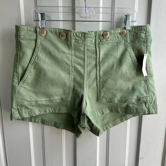 Anthropologie Pilcro The Kit High Rise Utility Shorts Moss Green NWT - Picture 3 of 9